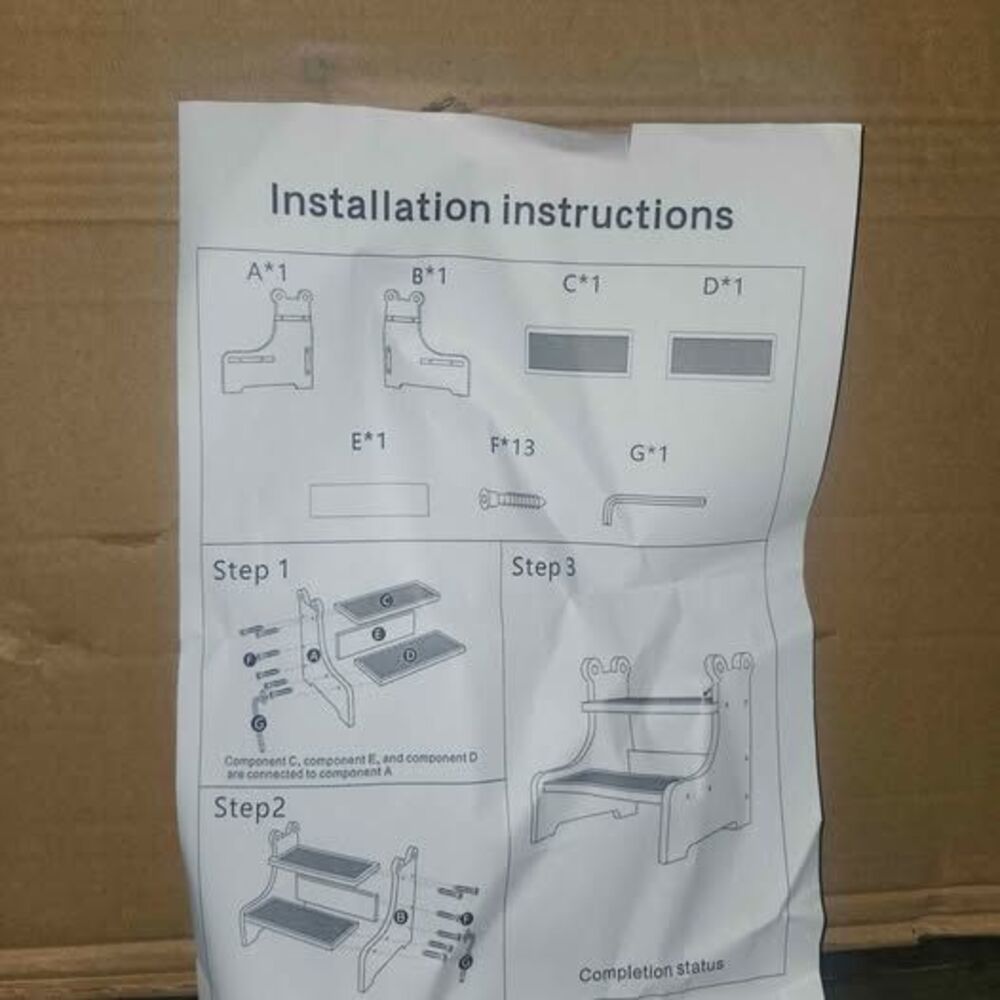Natural Color Wooden Two Step Stool Unassembled on Box